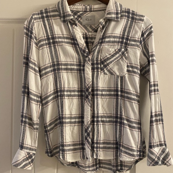 Rails button down: white, black, pink. Small and gently used. - Picture 1 of 1